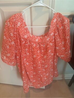 Women’s Orange Floral Peasant Top by Style & Co - Size L.   Like New